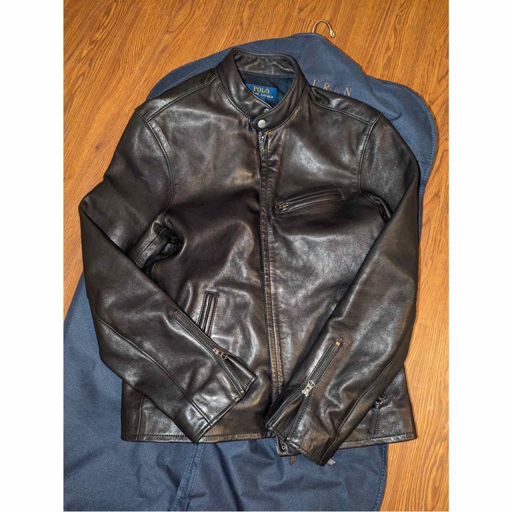 Polo Ralph Lauren Lambskin Café Racer Leather Jacket - Picture 2 of 13